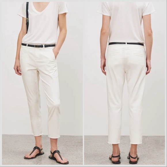 Nili Lotan White East Hampton Cotton pants Raw Hem Sz 0 - Picture 2 of 15